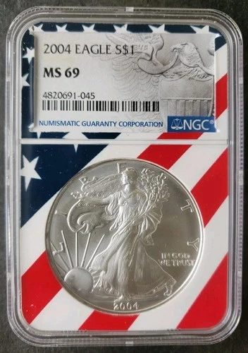 2004 $1 American Silver Eagle Dollar NGC MS69