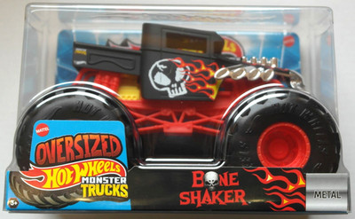 Hot Wheels Monster Trucks Oversized Bone Shaker mattschwarz Flammen Neu/OVP HW