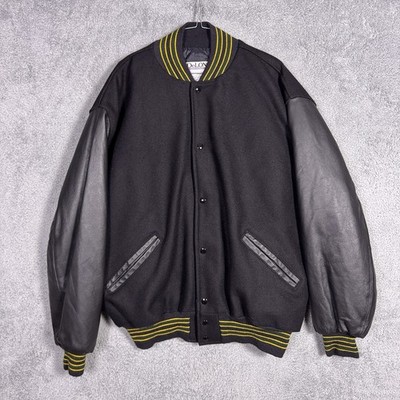 DeLong Varsity Letterman Jacket Mens 2XL XXL Quilted Wool Leather Made USA Blank