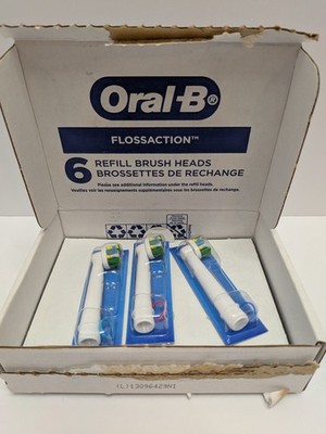 Oral-B FlossAction Electric Toothbrush Replacement Heads 6 Count Refills New