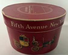 Vintage 1940s 50s Dobbs Fifth Avenue Hats Mini Hat Box Red Carriage New York