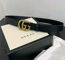 Authentic Gucci Skinny Black Leather Belt - Women Size 6-8 90cm 