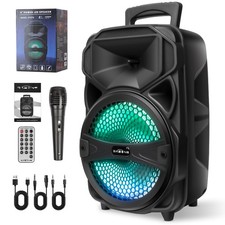 1000W Portable FM Bluetooth Speaker 8'' Subwoofer Bass Sound System Party W/ Mic
