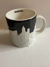 Starbucks Collector Series Boston Skyline 2012 Black & White 3D Relief Mug