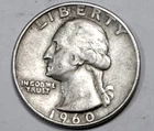 1960D Washington Silver Quarter 25c, very fine, Denver mint .18 oz. silver NICE