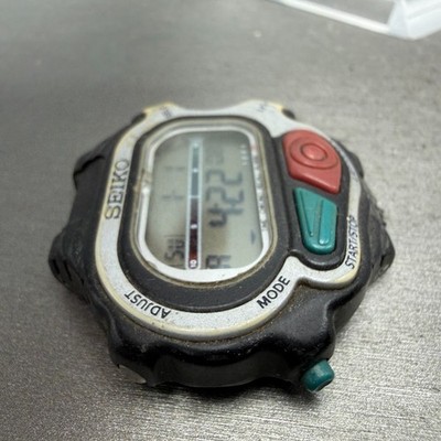 Seiko Super Runner Watch Men 44mm Digital Black Alarm Chrono S640