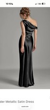 Azazie Emerson- Black Mermaid Off the Should Metallic Satin Dress