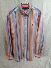 Ralph Lauren Classic Fit Mens XL Vertical Stripe L-Sleeve Button-Down Shirt