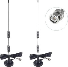 2pcs Police Scanner Antenna HF VHF UHF 20-1300MHz BNC Male Black, Silver