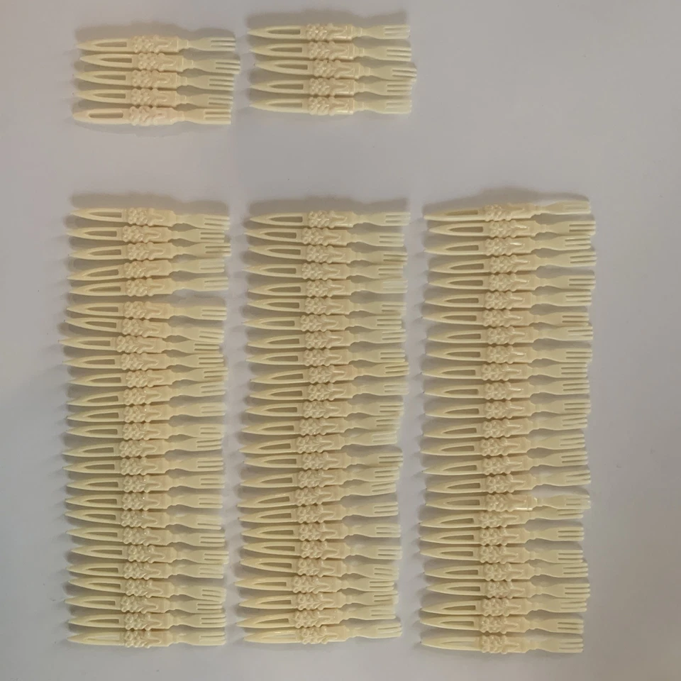 Horquillas de colección color marfil para entremeses 3 1/2" plástico Phoenixware Israel 1981  Foto 3 de 4