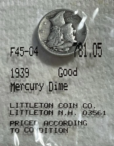 1939 10C Mercury Dime *Good* 90% Silver. #1751