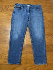 Eileen Fisher Organic Cotton Stretch Straight Leg Jeans Blue Distressed Size 10