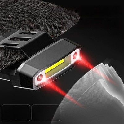 Bewegungserkennung Wiederaufladbare Stirnlampe zum Angeln 800mAh Wasserdicht COB