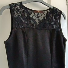 Isassa Black Dress Size Small Lace Detail Sleeveless Women's Wedding Party 