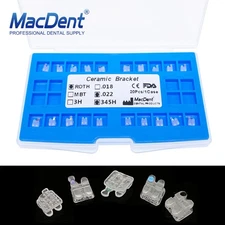MacDent Dental Ortho Ceramic Bracket Braces Mesh Base ROTH/MBT 022 Hooks 345