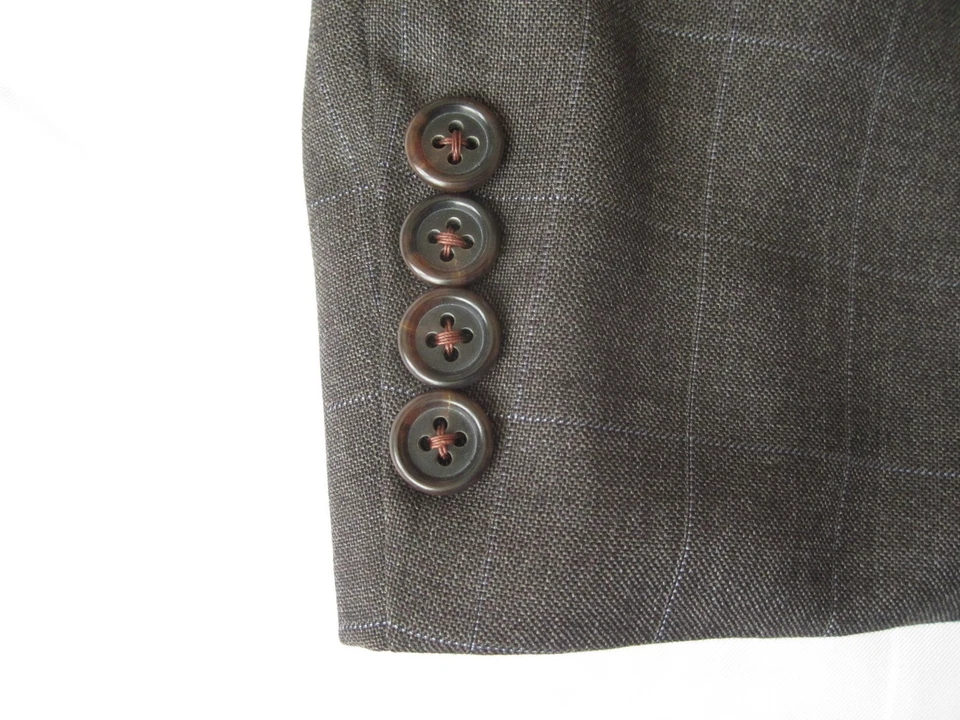 Men Hickey Freeman 3 Button Reda Wool Windowpane Blazer Sz 44 Long (MJ52) USA - Image 3 of 4
