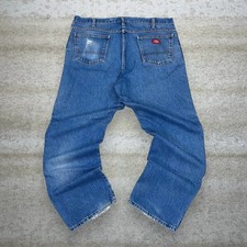 Vintage Y2K Dickies Jeans 40x30 Baggy Wide Leg Fit Medium Wash Denim Red Label