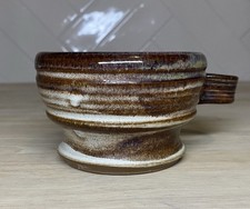 Vintage Studio Pottery Mug - Handcrafted Brown & Cream Glazed Ceramic Mug/Bowl