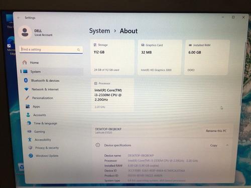 15" Dell Latitude E5520 Core i3-2230M @ 2.20GHz 6GB RAM 120GB SSD Windows 11 Pro - Imagen 2 de 18