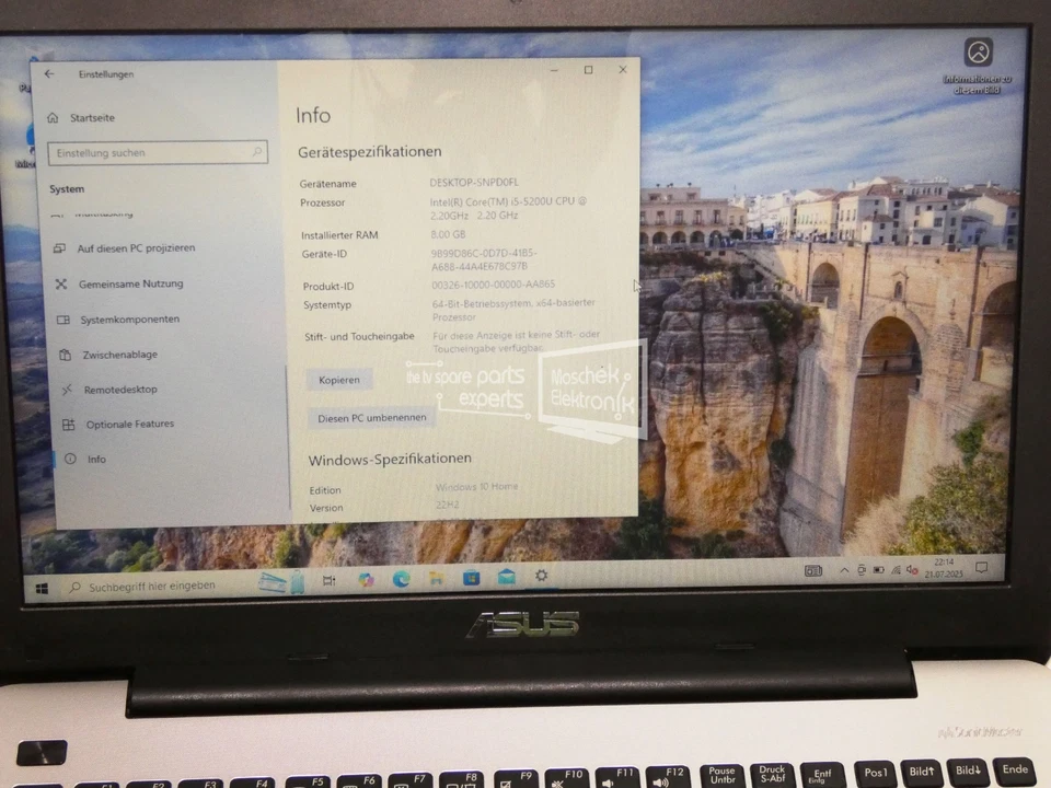 Asus F555L 15,6" I5-5200U 8GB RAM 1TB HDD DVD-RW Laptop Notebook Win10 Home - Bild 3 von 4