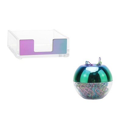 NatSumeBasics Magnetic Paper Clip Holder & Clear Sticky Note Holder, Rainbow