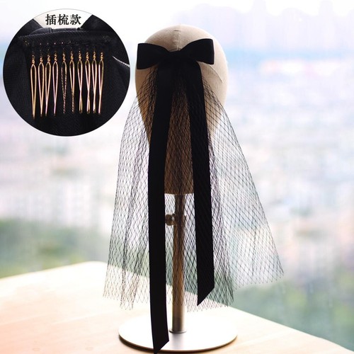 Fairy Bowknot Mesh Soft Tulle Veil Bridal Headwear Bow-knot Ribbon Wedding Veil - Picture 17 of 30