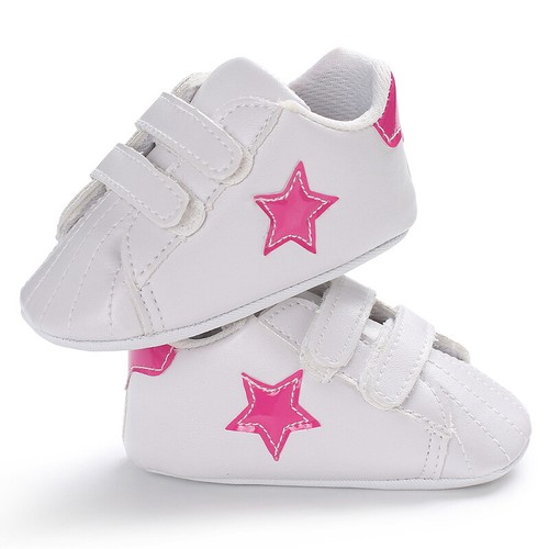 Infant Baby Boy Girl Star Pre Walker Crib Shoes Soft Sole Sneakers 0-18 M - Picture 3 of 6
