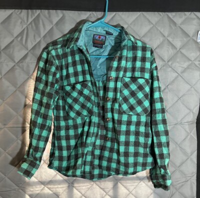 Terramar Wool Plaid Shirt Youth Small Grassroots Collection Green