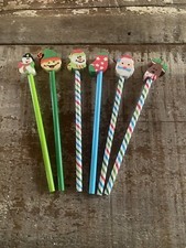 Holiday pencil eraser set new kids school gift, stocking fun party Santa Lot 6