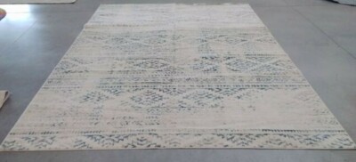 IVORY / TURQUOISE 9' X 12' Stained Rug, Reduced Price 1172700653 TUL272E-9