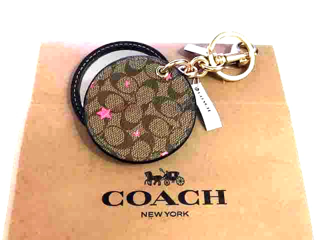 COACH Womens Mirror Bag Charm In Signature Canvas With Disco Star