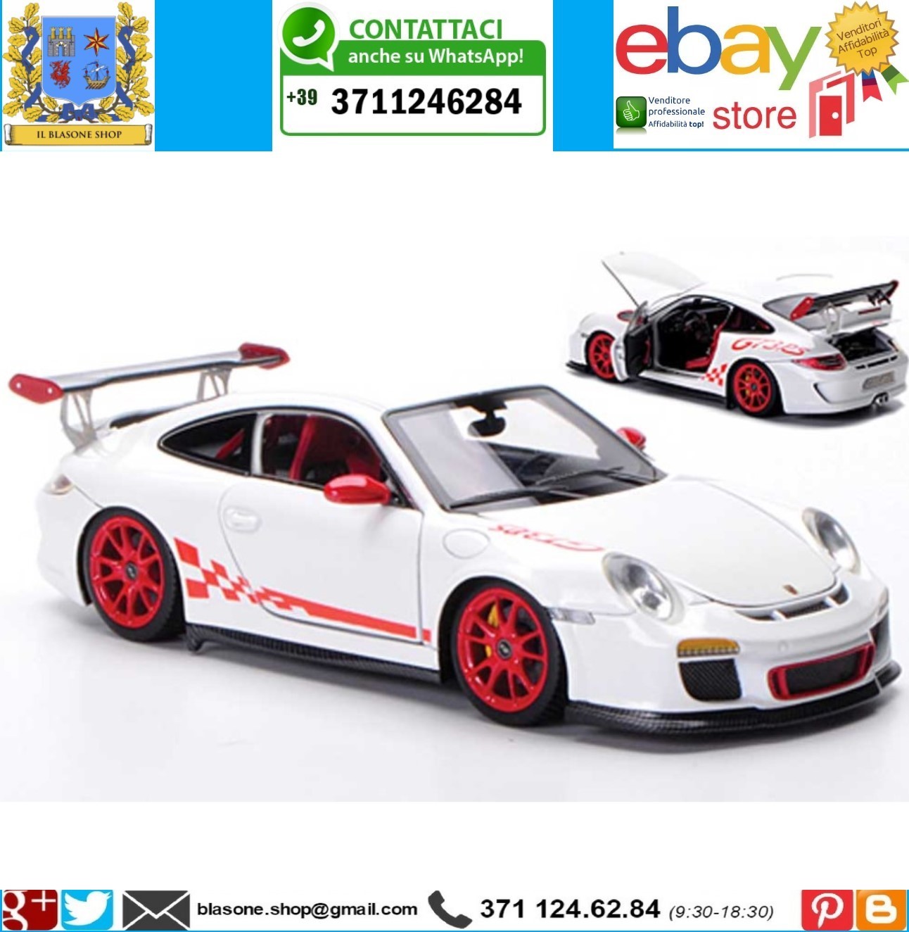 Modellino Fronti Art Diecast Porsche 911 GT3 Rs 1 43 Bianco rojo Auto Sport Gt Modellino Fronti Art Diecast Porsche 911 GT3 Rs 1 43 Bianco rojo Auto Sport Gt
