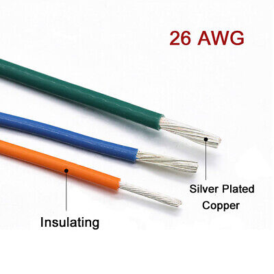 100m x UL1371 Series Grey PTFE Hookup /& Equipment Wire 26 AWG BlkBR 9034011
