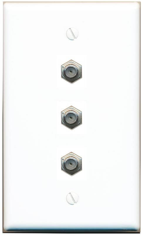 3 Port Coax Cable TV- F-Type Wall Plate