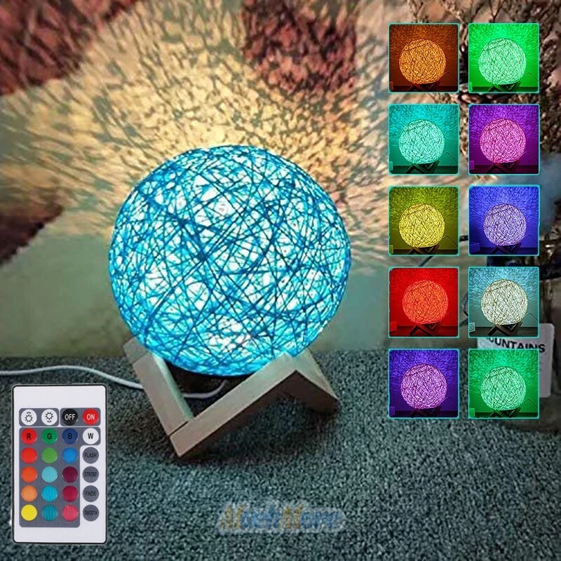 Color Changing 5.9 inch LED Globe Rattan Ball Lamp Dimmable with