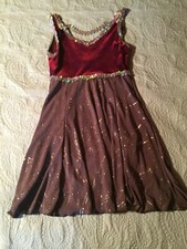 Leo's Danceware Dance Costume Jazz Modern Solo Tap Med Adult Burgandy Silver