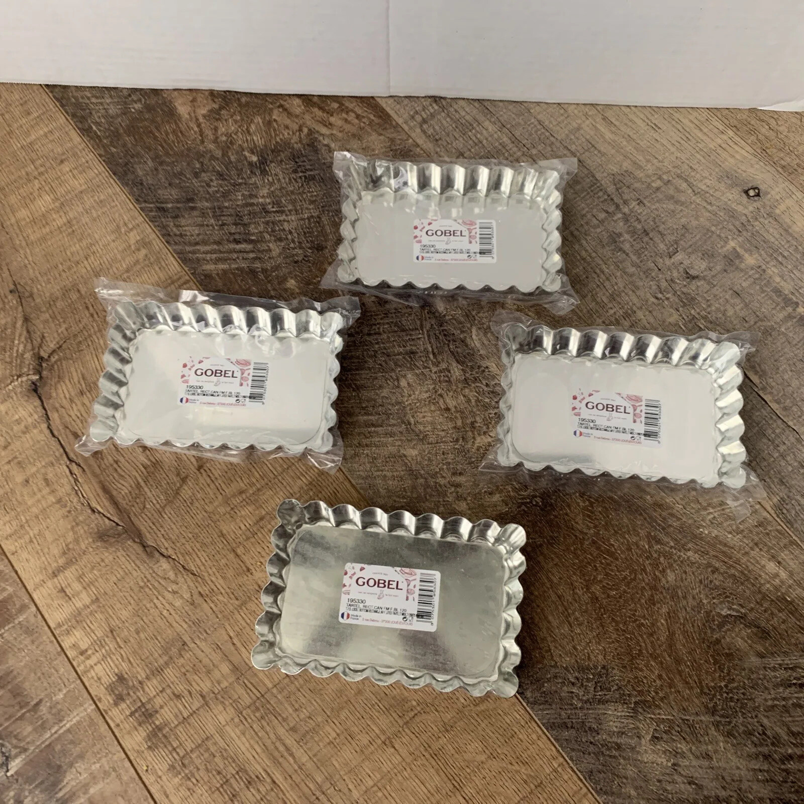 4Gobel Tinplate Small Fluted Rectangular Tart Pans with Loose