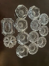 14 Vintage Collectible Crystal Glass Open Salt Dip Cellars