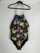 NWT OLD NAVY one piece women's swimsuit floral XL neck tie beach vacay fun
