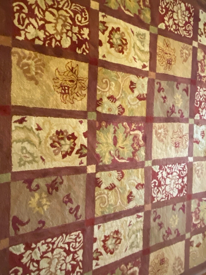 Б/у в отличном состоянии шерстяной венецианский красный ковер с цветочным узором Pottery Barn 9 x 12 - Изображение 3 из 3