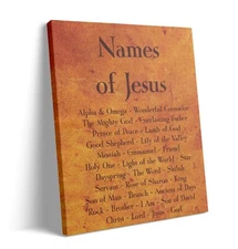 NAMES OF JESUS Canvas Poster Christian Art Print, Bible Scripture Verse Decor