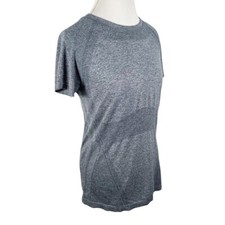 Athleta Momentum Seamless Tee Charcoal Gray Heather Gym Workout Womens Size L