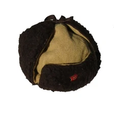 Soviet WW2 reproduction winter hat Tan wool with Dark Brown Fur Size 58