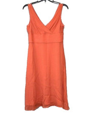 J. Crew Womens A Line Dress Petite 8 Orange 100% Silk Sleeveless Fairy