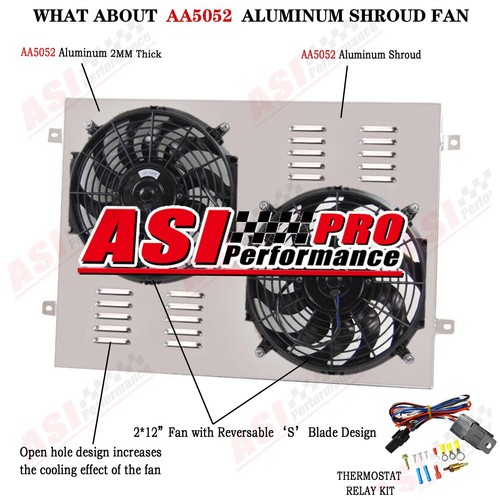 3 Row Aluminum Radiator + Fan Shroud + Relay Kit For 1968-1979 Ford F150 F250 F350 Bronco V8 - High Performance Cooling
