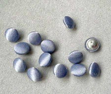 LOT OF 13 PALE BLUE FAUX SILK COVERED ALUMINUM SHANK BUTTONS