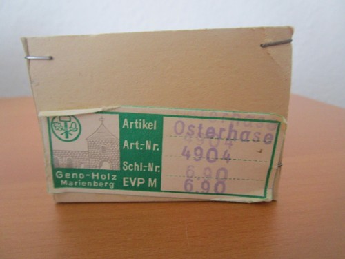 DDR Erzgebirge Osterhase mit Kiepe 9 cm hoch Geno-Holz Marienberg OVP - Bild 6 von 6