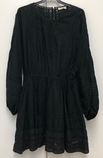 Love Shack Fancy Womens Black Cotton Long Sleeve Tired  Dress - Size XS
