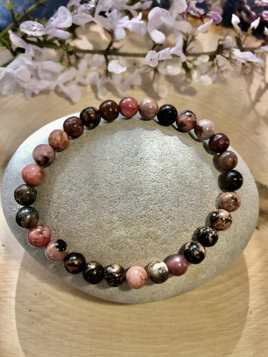 Rhodonite Bracelet Crystal Round 6mm Beads AUS SELLER New Genuine