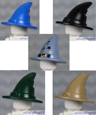 LEGO - 5x Wizard Witch Hat Green Sand Blue Black Tan - Minifigure